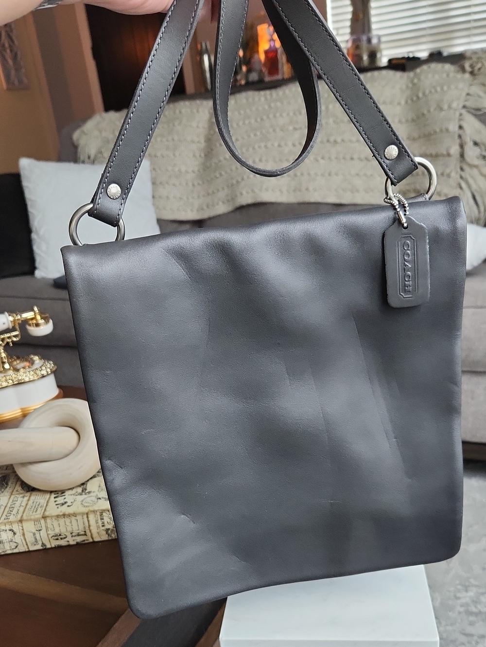 Vintage Coach Chelsea Dark Gray Slim Messeng Swingpack Shoulder Crossbody